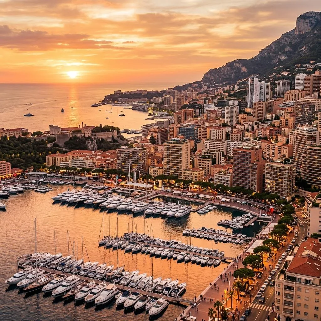 Mediterranean coastal city with modern residences