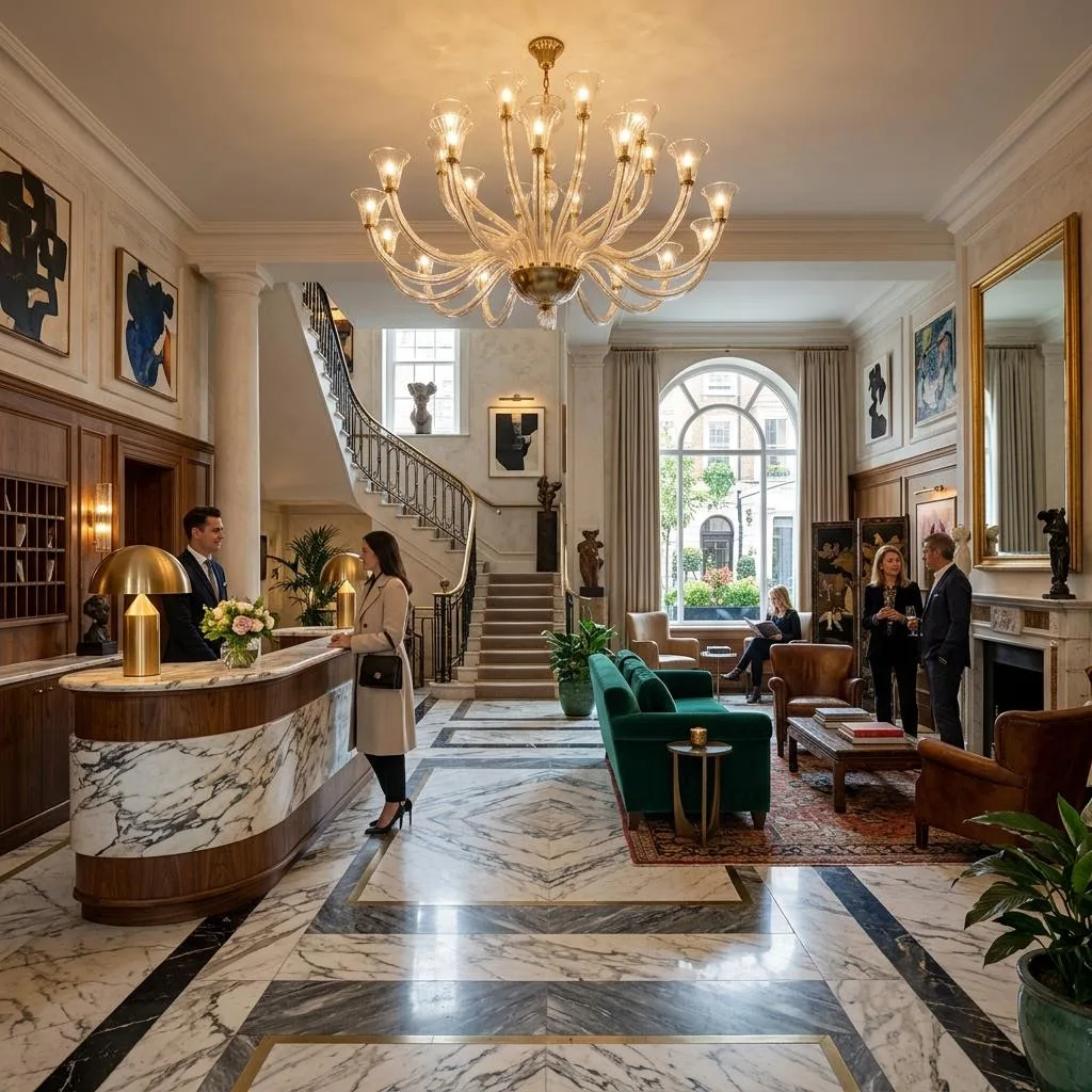 Individually designed boutique luxury hotel residence lobby