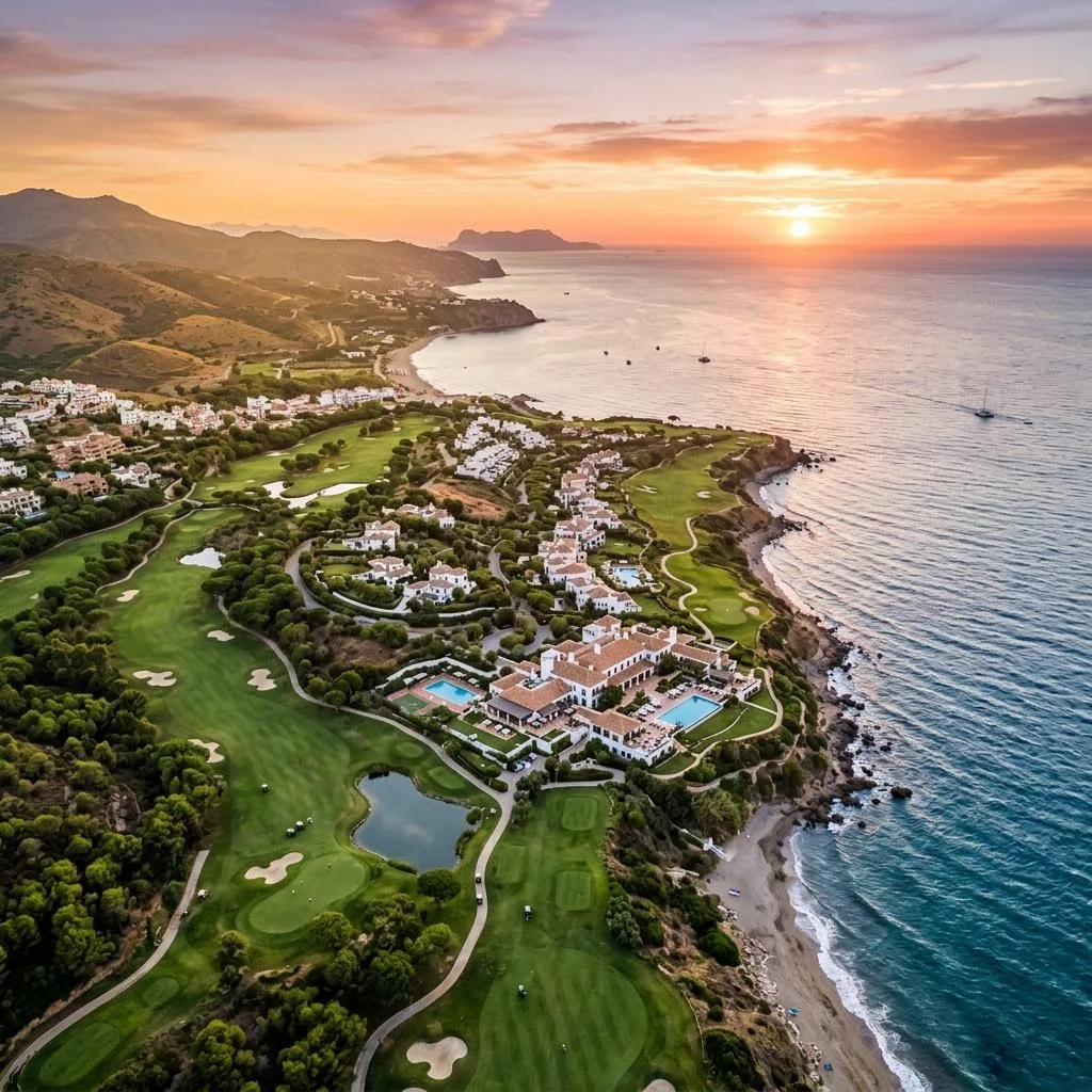 Costa del Sol golf resort coastline aerial view